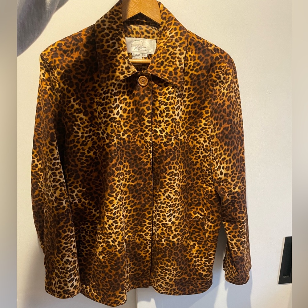 leopard print jacket light weight vintage
